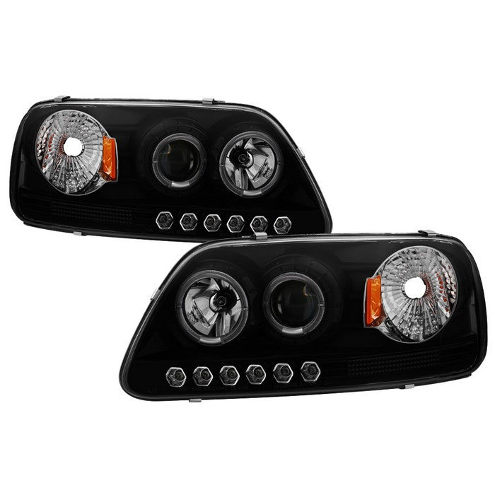 Spyder Ford F150 Expedition 97-02 1PC Pro Headlights Black SM display showing show PRO-YD-FF15097-1P-AM-BSM