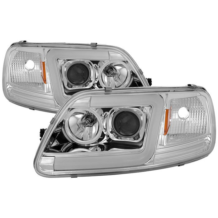 Spyder Ford F150 Expedition 97-02 1PC LED Bar Headlights Chrome display showing show PRO-YD-FF15097V2-LB-C