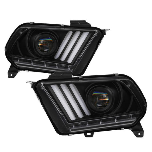 Spyder Ford Mustang 13-14 SEQ Pro Headlights Black display showing show PRO-YD-FM13HID-BK