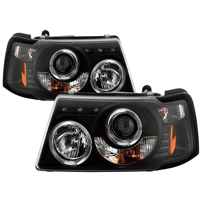 Spyder Ford Ranger 01-11 1PC Halo Projector Headlights Black display showing show PRO-YD-FR01-1PC-HL-BK