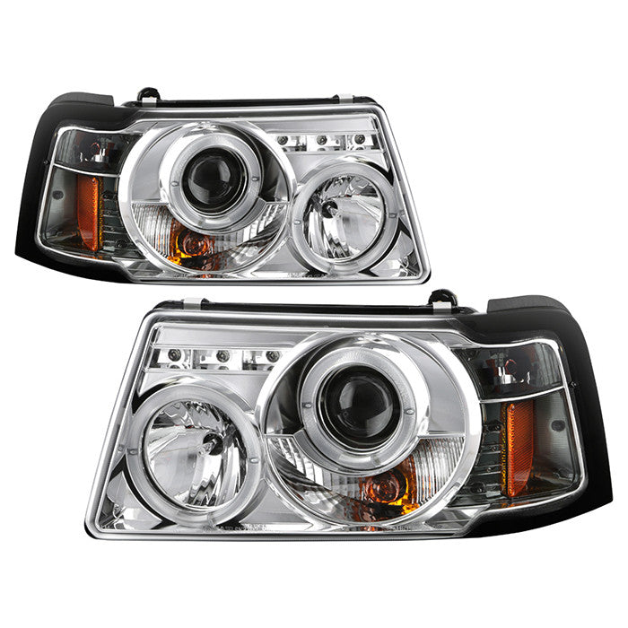 Spyder Ford Ranger 01-11 1PC Halo Projector Headlights Chrome display showing show PRO-YD-FR01-1PC-HL-C