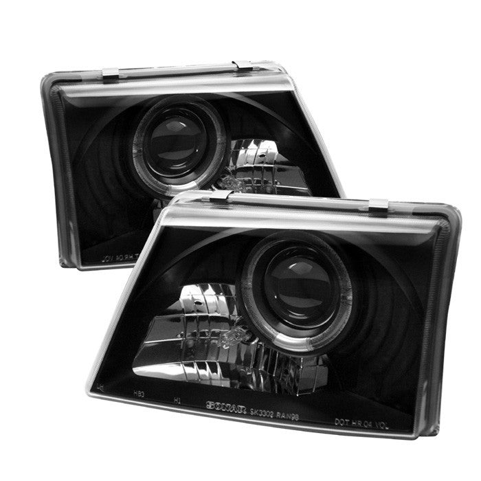 Spyder Ford Ranger 98-00 Halo Projector Headlights Black display showing show PRO-YD-FR98-BK