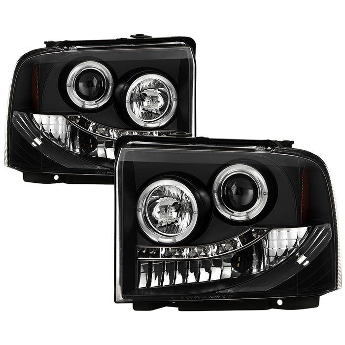 Spyder Ford F250/350/450 Super Duty 05-07 Pro Headlights Black display showing show PRO-YD-FS05-HL-BK