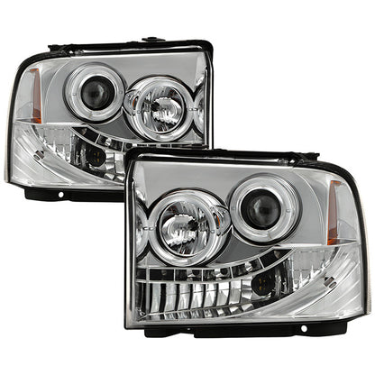 Spyder Ford F250/350/450 Super Duty 05-07 Pro Headlights Chrome display showing show PRO-YD-FS05-HL-C