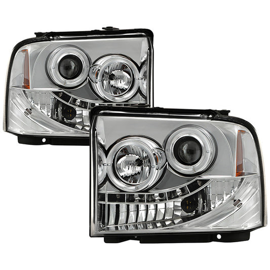 Spyder Ford F250/350/450 Super Duty 05-07 Pro Headlights Chrome display showing show PRO-YD-FS05-HL-C