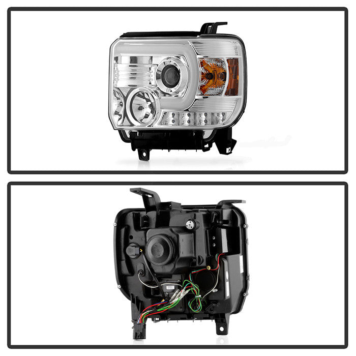 Spyder GMC Sierra 1500/2500HD/3500HD 14-18 headlights Chrome (PRO-YD-GS14V2-LBDRL-C)