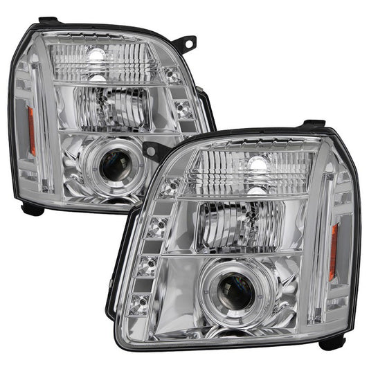 Spyder GMC Yukon Denali 07-14 Halo Pro Headlights Chrome display showing show PRO-YD-GY07-HL-C