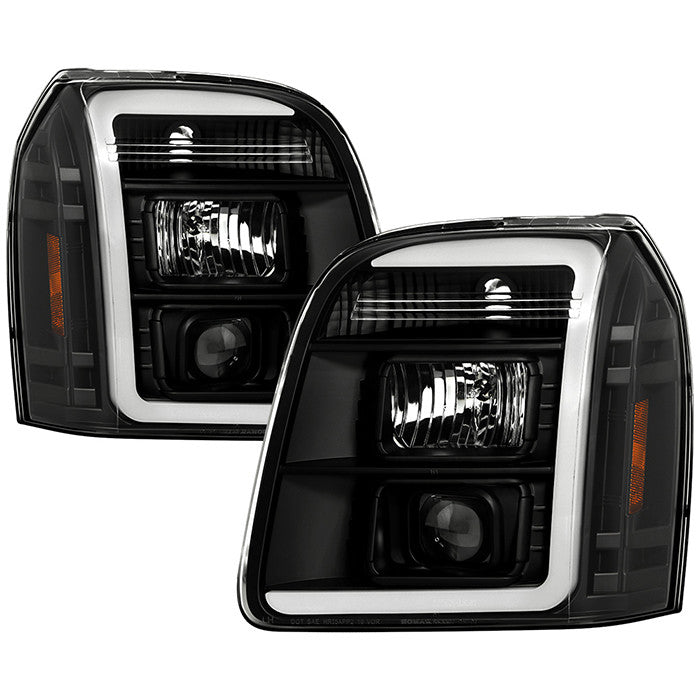 Spyder GMC Yukon Denali 07-14 V2 LED Bar Headlights Black display showing show PRO-YD-GY07V2SI-BK