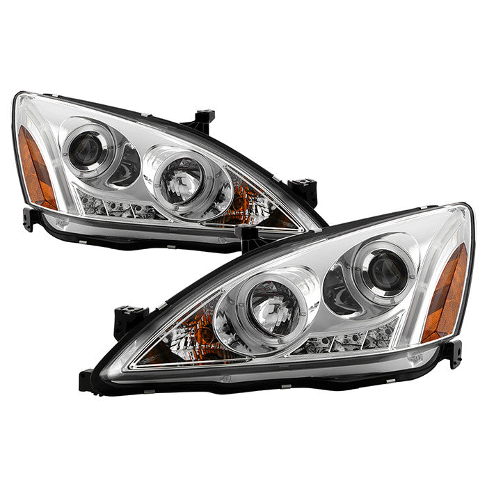 Spyder Accord 03-07 LED Halo Projector Headlights Chrome display showing show PRO-YD-HA03-AM-C