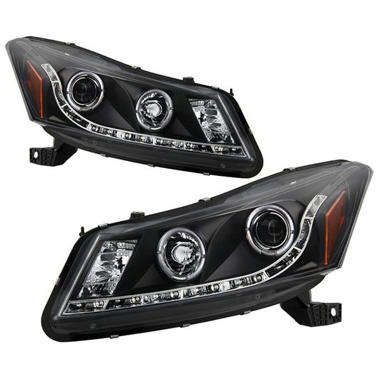 Spyder Honda Accord 08-12 4Dr LED Halo Projector Headlights DRL Black