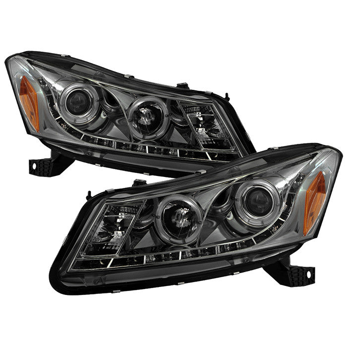 Spyder Honda Accord 08-12 4Dr LED Halo Pro Headlights Smoke display showing show PRO-YD-HA08-4D-HL-SM