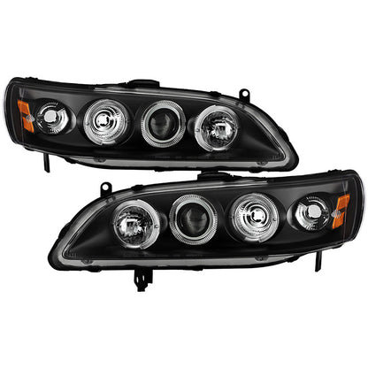 Spyder Honda Accord 98-02 1PC Halo Pro Headlights Black display showing show PRO-YD-HA98-AM-BK