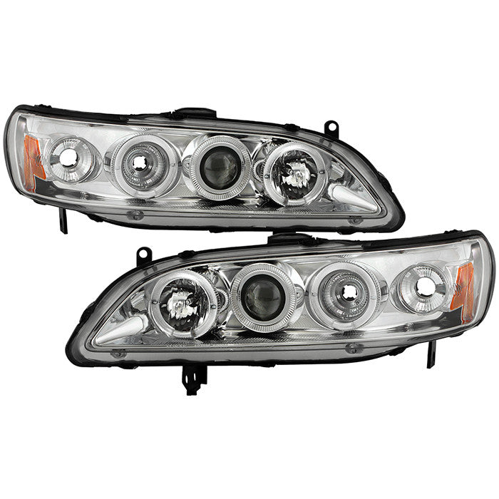 Spyder Honda Accord 98-02 1PC Halo Pro Headlights Chrome display showing show PRO-YD-HA98-AM-C