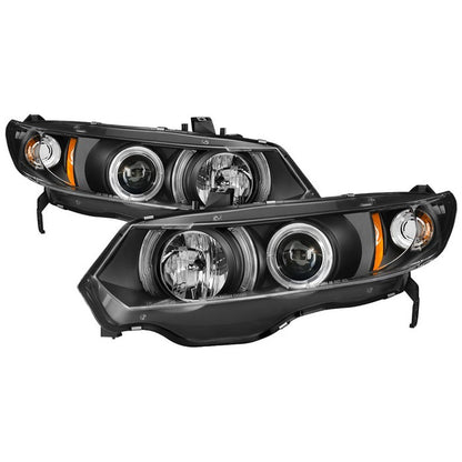 Spyder Honda Civic 06-08 2Dr Halo Projector Headlights Black display showing show PRO-YD-HC06-2D-HL-BK