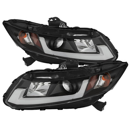 Spyder Honda Civic 12-14 LED Bar DRL Pro Headlights Black display showing show PRO-YD-HC12-DRL-BK