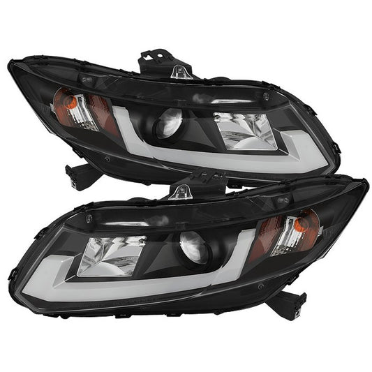 Spyder Honda Civic 12-14 LED Bar DRL Pro Headlights Black display showing show PRO-YD-HC12-DRL-BK