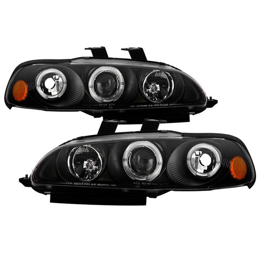 Spyder Honda Civic 92-95 2/3DR 1PC Halo Pro Headlights Black display showing show PRO-YD-HC921P-23D-AM-BK