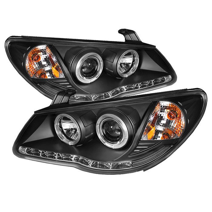 Spyder Hyundai Elantra 07-10 Halo Proector Headlights Black display showing show PRO-YD-HYELAN07-DRL-BK