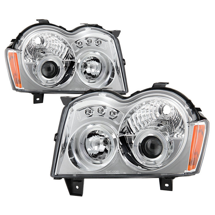 Spyder Jeep Grand Cherokee 05-07 Halo Pro Headlights Chrome display showing show PRO-YD-JGC05-HL-C