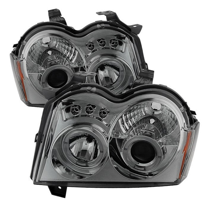 Spyder Jeep Grand Cherokee 05-07 Halo Pro Headlights Chrome Smoke display showing show PRO-YD-JGC05-HL-SMC