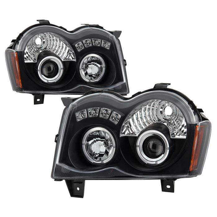 Spyder Jeep Grand Cherokee 08-10 Halo Pro Headlights Black display showing show PRO-YD-JGC08-HL-BK