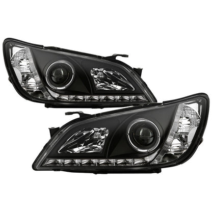 Spyder Lexus IS300 01-05 Halo Pro Headlights Black OEM Xenon display showing show PRO-YD-LIS01-HID-DRL-BK