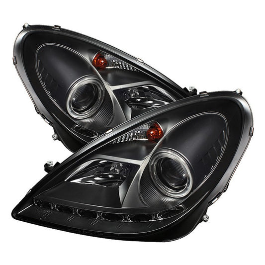 Spyder Mercedes SLK 05-10 DRL Projector Headlights Black display showing show PRO-YD-MBSLK05-DRL-BK