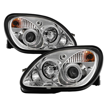 Spyder Mercedes SLK 98-04 1PC Halo Pro Headlights Chrome display showing show PRO-YD-MBSLK98-1PC-HL-C