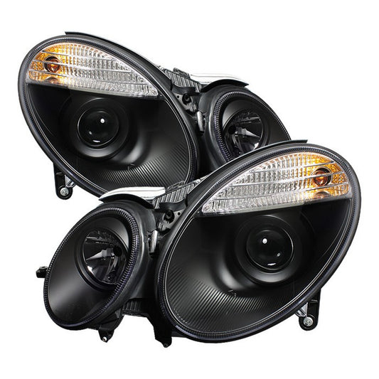 Spyder Mercedes E-Class 07-09 Projector Headlights Black display showing show PRO-YD-MBW21107-BK