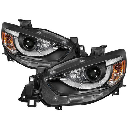 Spyder Mazda CX-5 13-16 DRL Projector Headlights Black display showing show PRO-YD-MCX513-DRL-BK