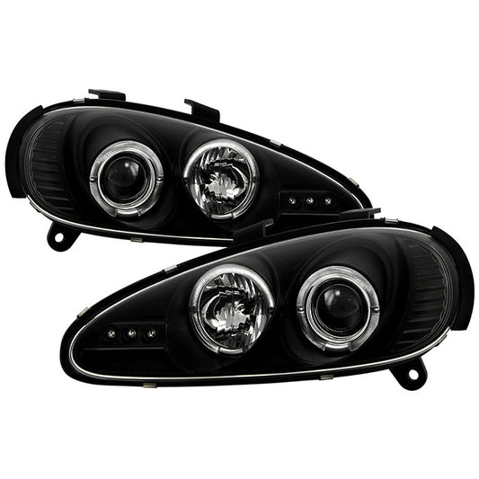 Spyder Mazda MX3 92-96 Halo Projector Headlights Black display showing show PRO-YD-MMX392-HL-BK