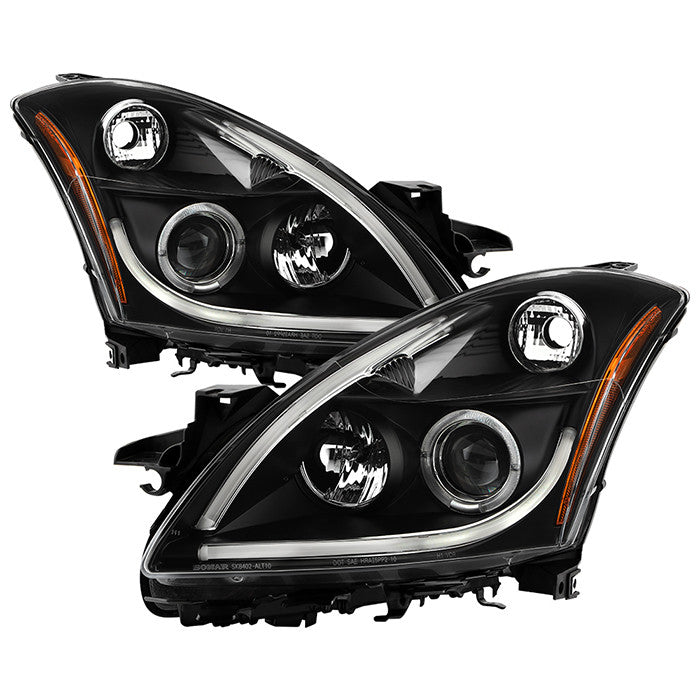 Spyder Nissan Altima 4Dr 10-12 Halo Pro Headlights Black display showing show PRO-YD-NA104D-LTDRL-BK