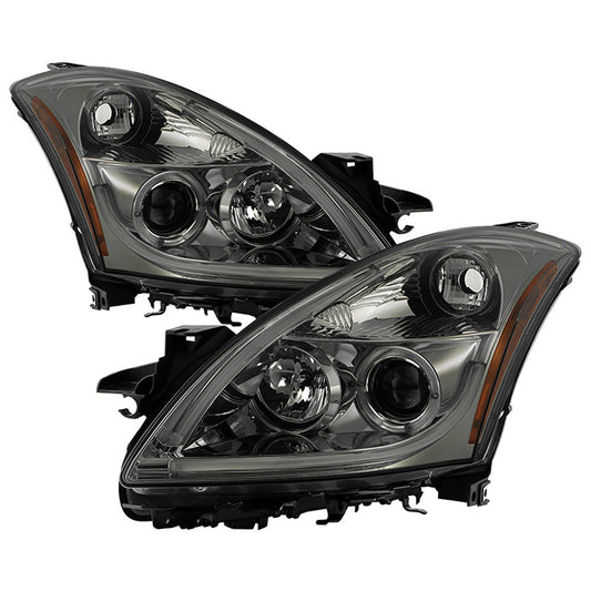 Spyder Nissan Altima 4Dr 10-12 LED Bar Pro Headlights chrome Smoke display showing show PRO-YD-NA104D-LTDRL-SM