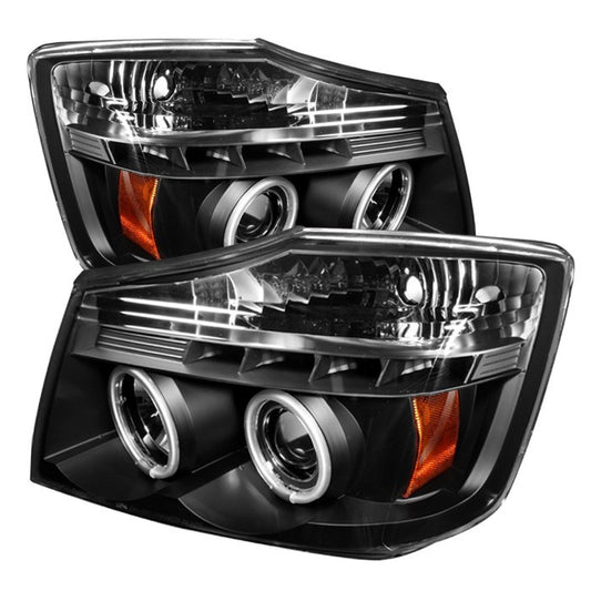 Spyder Nissan Titan 04-15 CCFL Halo Pro Headlights Black display showing show PRO-YD-NTI04-CCFL-BK