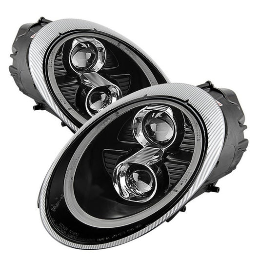 Spyder Porsche 911 997 05-2009 DRL Pro Headlights LED Black display showing show PRO-YD-P99705-DRL-BK