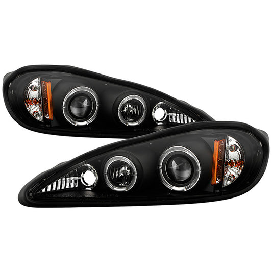 Spyder Pontiac Grand AM 99-05 Halo Pro Headlights Black display showing show PRO-YD-PGAM99-HL-BK