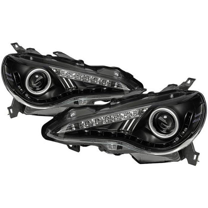 Spyder Scion FRS / Toyota 86 DRL Projector Headlights Black display showing show PRO-YD-SFRS12-BK