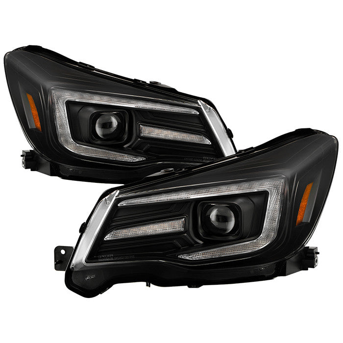 Spyder Subaru Forester 14-16 SEQ Bar Headlights Black OEM Xenon display showing show PRO-YD-SUFO14HIDSI-BK