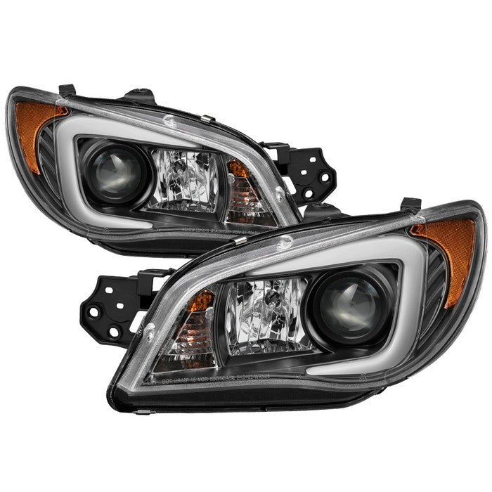 Spyder Subaru impreza WRX 06-07 Pro Headlights Black OEM Xenon display showing show PRO-YD-SWRX06-HID-LBDRL-BK