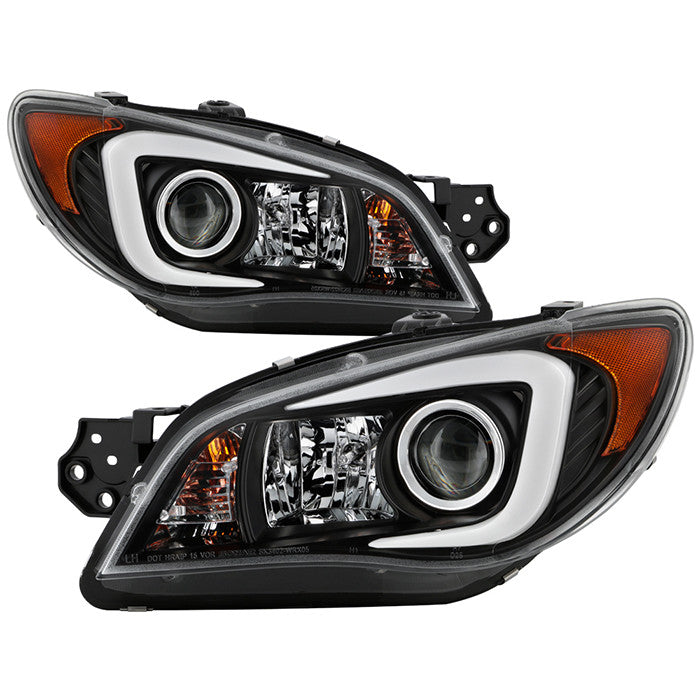 Spyder Subaru Impreza WRX 06-07 LED Bar Pro Headlights Black display showing show PRO-YD-SWRX06-LBDRL-BK