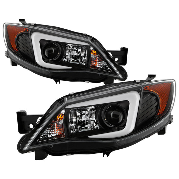 Spyder Subaru Impreza WRX 08-14 Projector Headlights Black Xenon light bar DRL