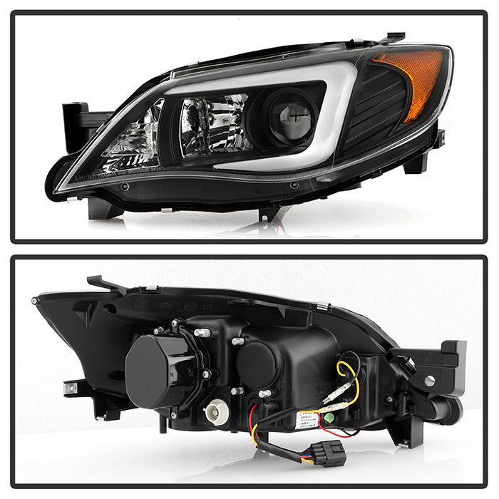 Spyder Subaru Impreza WRX 08-14 LED Bar Pro Headlights Black (PRO-YD-SWRX08-LBDRL-BK) backside of the back rear panel