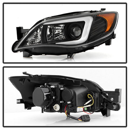 Spyder Subaru Impreza WRX 08-14 LED Bar Pro Headlights Black (PRO-YD-SWRX08-LBDRL-BK) backside of the back rear panel