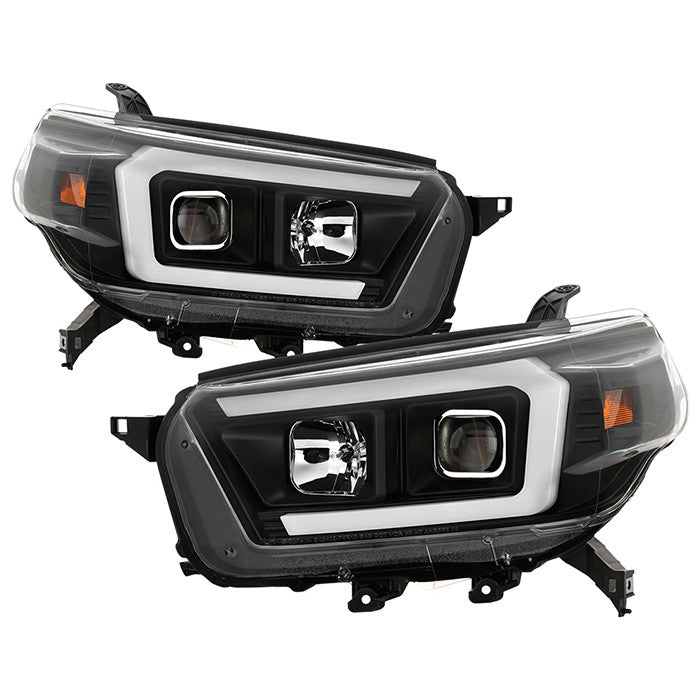 Spyder Toyota 4Runner 10-13 LED bar Projector Headlights Black display showing show PRO-YD-T4R10SI-BK