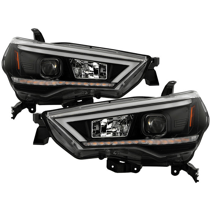 Spyder Toyota 4Runner 14-20 SEQ LED Bar Pro Headlights Black display showing show PRO-YD-T4R14SI-SEQ-BK