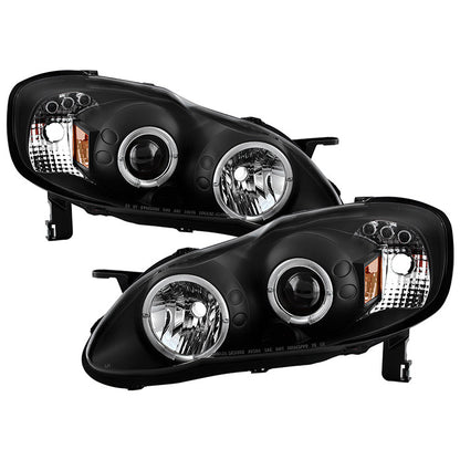 Spyder Toyota Corolla 03-08 Halo Projector Headlights Black display showing show PRO-YD-TC03-HL-BK