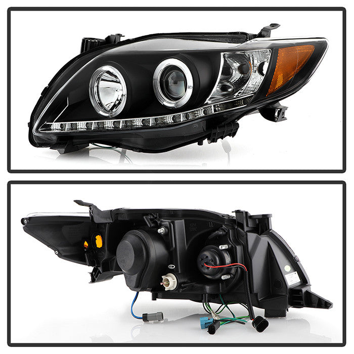 Spyder Toyota Corolla 09-10 Halo Projector Headlights Black (PRO-YD-TC09-DRL-BK) backside of the back rear panel