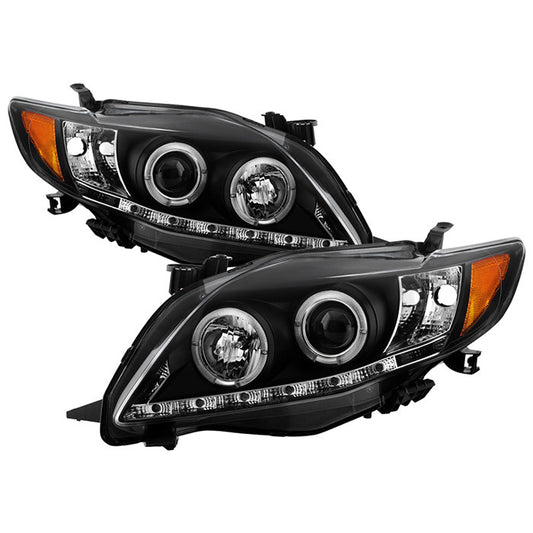 Spyder Toyota Corolla 09-10 Halo Projector Headlights Black display showing show PRO-YD-TC09-DRL-BK