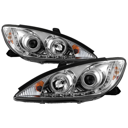 Spyder Toyota Camry 02-06 DRL Projector Headlights Chrome display showing show PRO-YD-TCAM02-DRL-C