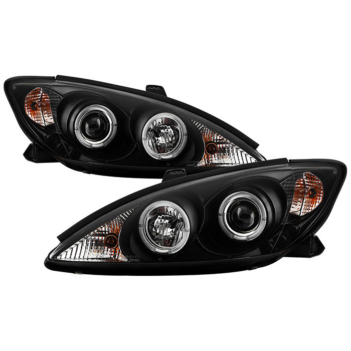 Spyder Toyota Camry 02-06 Halo Projector Headlights Black display showing show PRO-YD-TCAM02-HL-BK